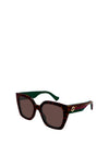 Gucci GG1300S Ladies Oversized Square Sunglasses, Havana