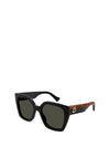 Gucci Ladies Oversized Square Havanna Sunglasses, Black
