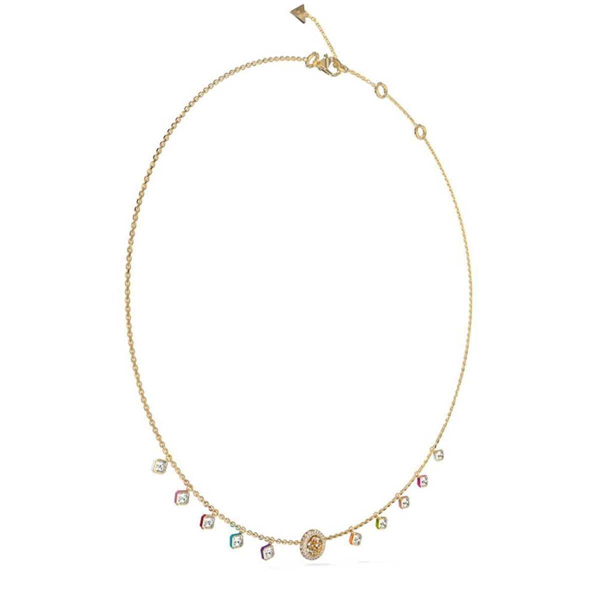 Guess 4G Multi Colour CZ Crush Necklace, Gold