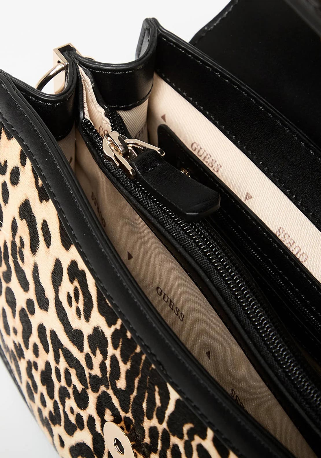 Guess Audrey Leopard Print Crossbody Bag, Black Multi