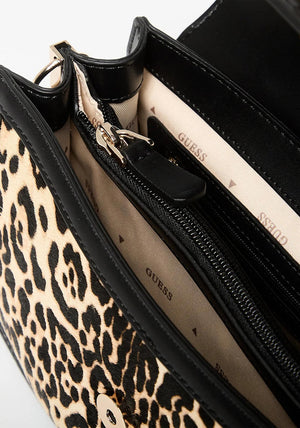 Guess Audrey Leopard Print Crossbody Bag, Black Multi