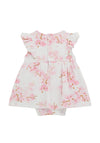 Guess Baby Girl Floral Logo Short Sleeve Dress, White