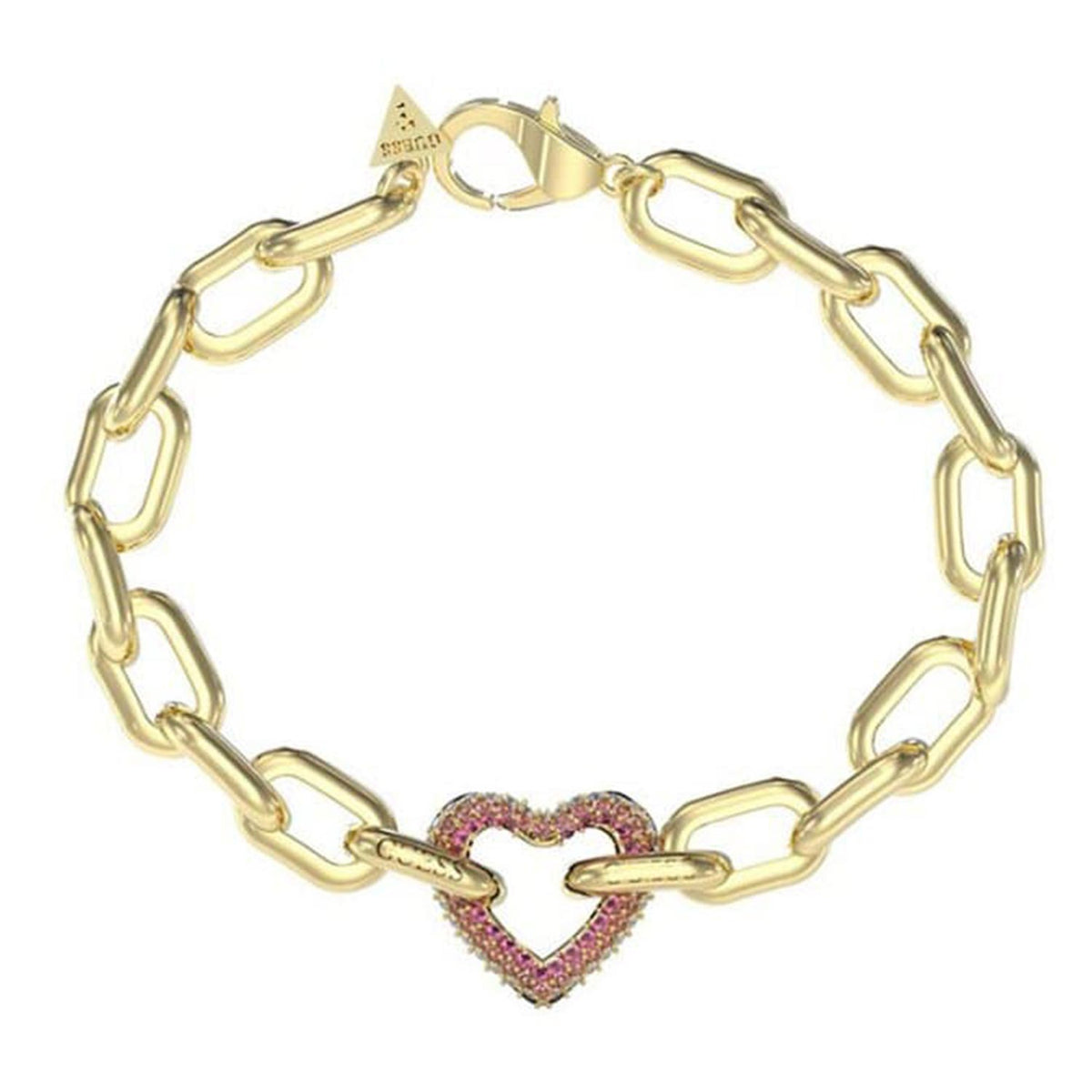 Guess Beloved Chain Link Pink Pavé Bracelet, Gold McElhinneys