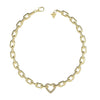 Guess Beloved Chain Link Pavé Heart Necklace, Gold