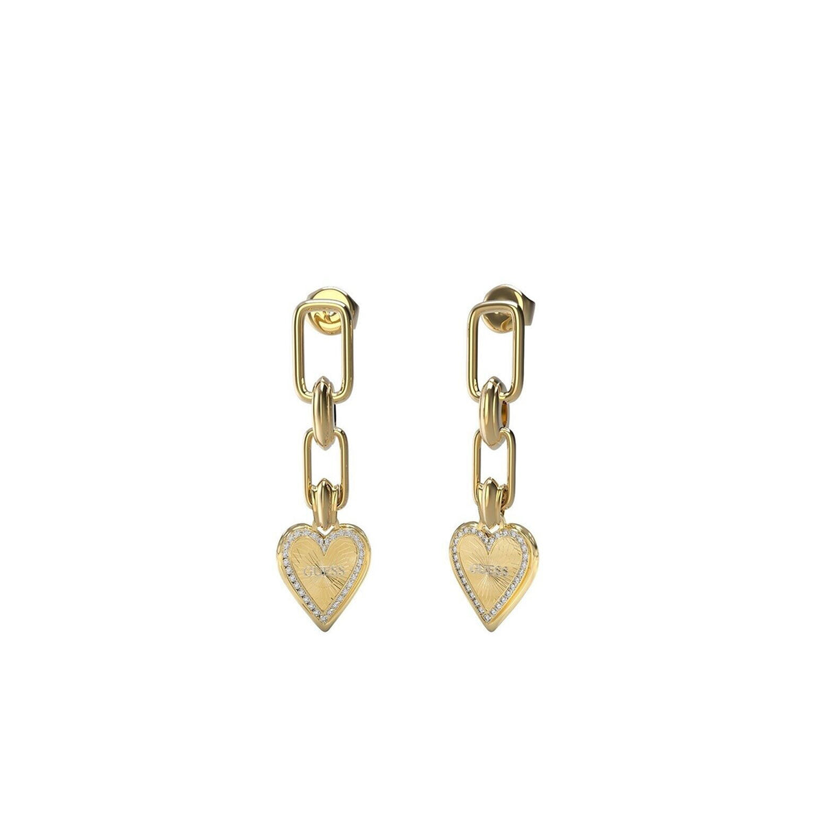 Guess Heart Chain Link Drop Earrings, Gold