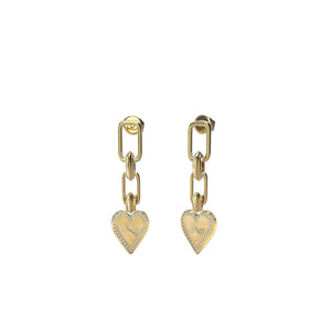 Guess Heart Chain Link Drop Earrings, Gold