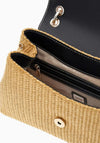 Guess Maggie Straw Medium Shoulder Bag, Black