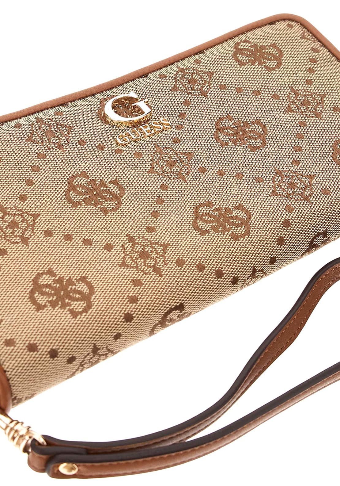 Guess Neda 4G Peony Textile Large Wristlet Wallet, Brown