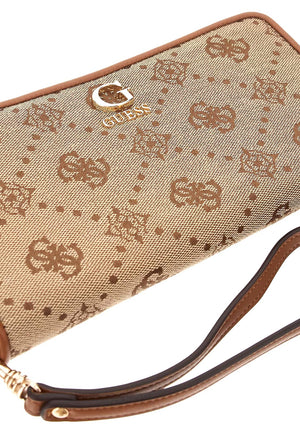 Guess Neda 4G Peony Textile Large Wristlet Wallet, Brown