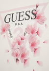 Guess Older Girl Triangle Floral Logo Short Sleeve Tee, White