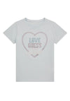 Guess Older Girl Embellished Heart Short Sleeve Tee, Blue