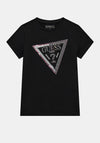 Guess Older Girl Triangle Logo Short Sleeve Tee, Black