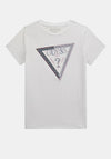 Guess Older Girl Triangle Logo Short Sleeve Tee, White
