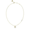 Guess Pearl & Crystal Heart Pendant Necklace, Gold