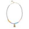 Guess Rock Candy Pearl Teddy Charm Necklace,