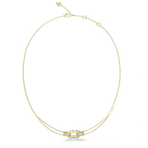 Guess Stylish Double Chain Crystal Link Necklace, Gold