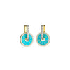 Guess Turquoise Coin Huggie Earrings, Gold