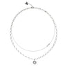 Guess Unique Solitaire Double Chain Necklace, Silver