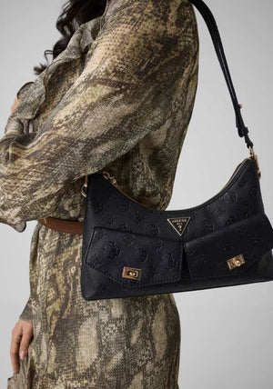 Guess Blake Double Pocket Small Shoulder Bag, Black