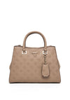 Guess Cresidia II Monogram Debossed Satchel, Brown