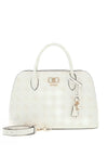 Guess Emelie Logo Print Medium Satchel Bag, White