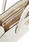Guess Emelie Logo Print Medium Satchel Bag, White