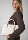 Guess Emelie Logo Print Medium Satchel Bag, White