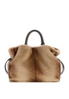 Guess Mavis Faux Fur Satchel Handbag, Brown