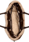 Guess Mavis Faux Fur Satchel Handbag, Brown