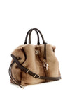 Guess Mavis Faux Fur Satchel Handbag, Brown