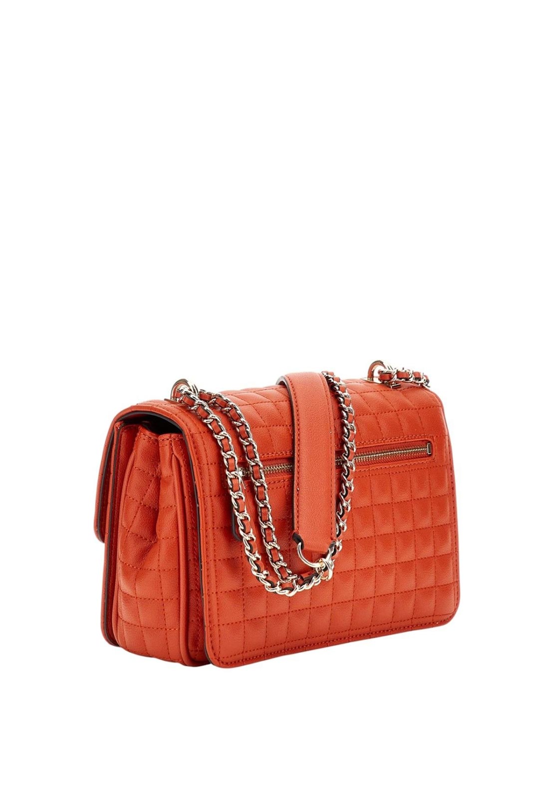 Guess Nadira Quilted Flap Over Small Crossbody Bag, Orange