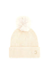 Guess Viscose Blend Bauble Knitted Beanie, Cream