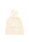 Guess Viscose Blend Bauble Knitted Beanie, Cream