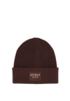 Guess Viscose Blend Knitted Beanie, Chocolate Brown
