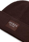 Guess Viscose Blend Knitted Beanie, Chocolate Brown
