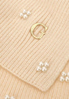 Guess Viscose Blend Pearl Knitted Scarf, Cream