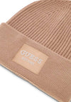 Guess Viscose Blend Knitted Beanie, Beige