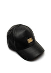 Guess Faux Leather Baseball Cap, Black
