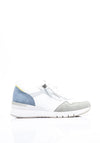Gabor Metallic Suede Leather Trainers, White & Blue