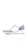 Gabor Metallic Suede Leather Trainers, White & Blue