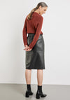 Gerry Weber Faux Leather Elasticated Waist Skirt, Black