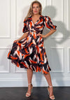 Girl In Mind Nadine Splash Wrap Dress, Orange Multi