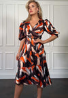 Girl In Mind Nadine Splash Wrap Dress, Orange Multi