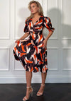Girl In Mind Nadine Splash Wrap Dress, Orange Multi