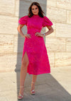 Girl in Mind Lilith Foil Polka Dot Dress, Pink