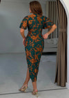 Girl in Mind Natasha Angel Sleeve Floral Midi Dress, Emerald Green