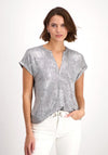 Monari V-Neckline Shiny T-Shirt, Gray