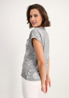 Monari V-Neckline Shiny T-Shirt, Gray