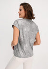 Monari V-Neckline Shiny T-Shirt, Gray