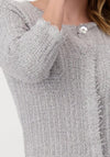 Monari Glittery Long Knit Coat, Gray